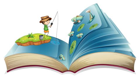 Book of boy fishing in the pond 520851 Vector Art at Vecteezy