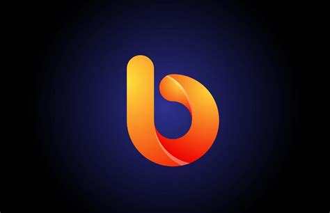 orange blue gradient logo b alphabet letter design icon for company ...