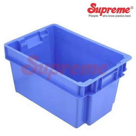 Blue And Rectangular Supreme Nestable & Stackable Material Handling Crates, Capacity: 62 Ltr at ...