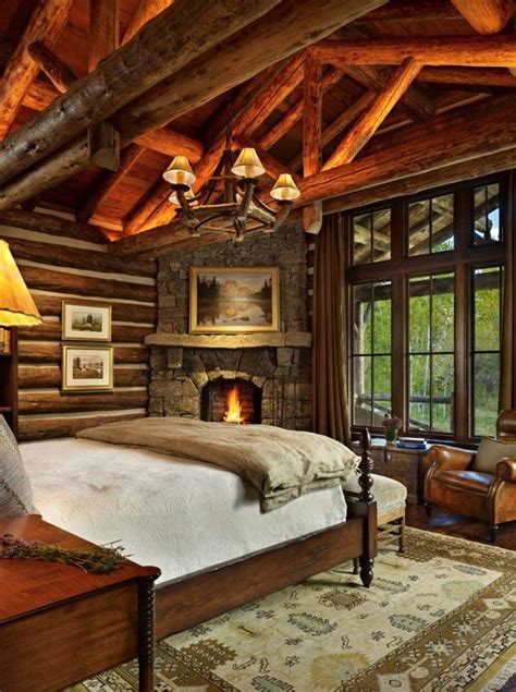 35+ Gorgeous log cabin style bedrooms to make you drool | Cabin ...