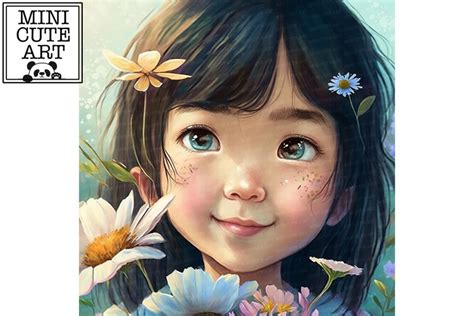 Cute Asian Girl clipart, Asian Kid portrait, (2505680)