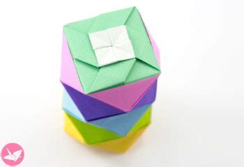 Origami Stacking Boxes Tutorial - Interlocking Box - Paper Kawaii