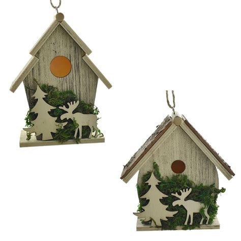 Mini Wooden Birdhouse Christmas Ornaments, Assorted, 2-Piece - Walmart.com