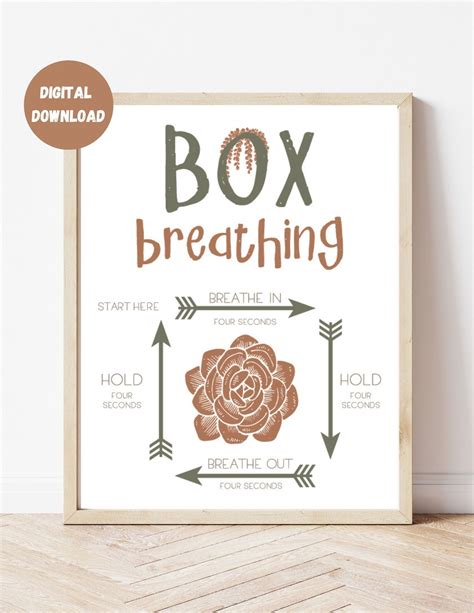 Box Breathing Poster, Square Breathing Poster, Breathing Poster - Etsy