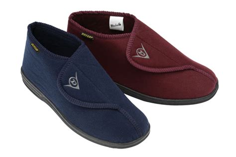 MENS DUNLOP VELCRO ORTHOPEDIC WIDE FIT WASHABLE WARM SLIPPERS ANKLE ...