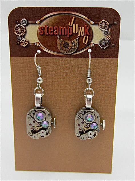 Steampunk earrings - smokey A/B - Steampunk jewelry made with real vin – steampunkjunq