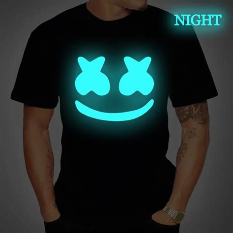 Marshmello DJ Luminous Mens T Shirt Summer Short Sleeve Cotton T Shirts Men Casual Tee Tops ...