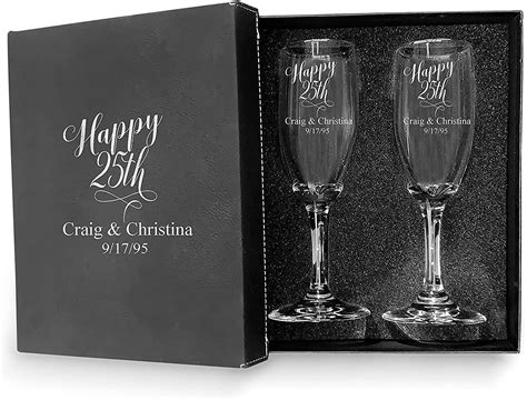 Amazon.com | Krezy Case 25th Anniversary Couple Champagne glasses with Black box, Perfect ...