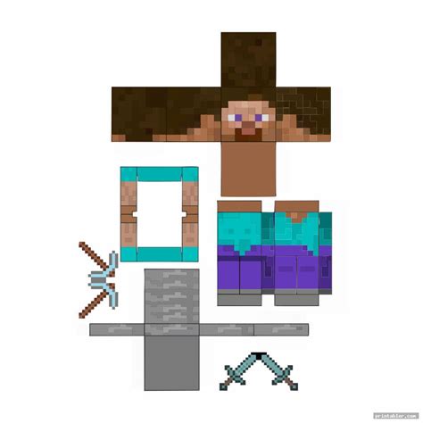 Minecraft Steve Papercraft Template Printable - Gridgit.com