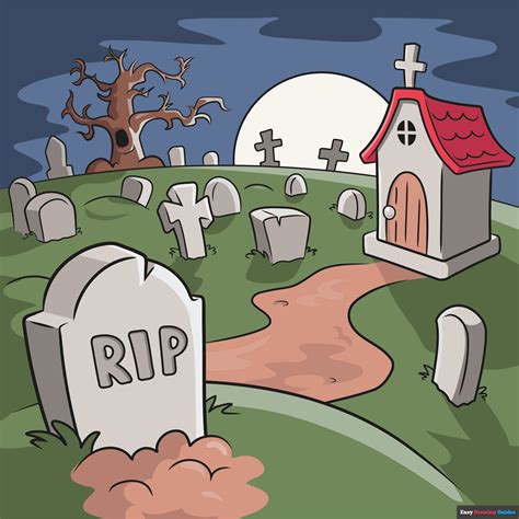 How to Draw a Graveyard - Really Easy Drawing Tutorial