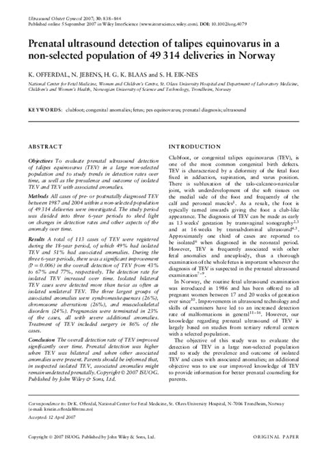 (PDF) Prenatal ultrasound detection of talipes equinovarus in a non-selected population of 49 ...