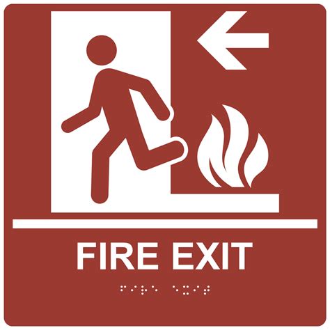 Square ADA Fire Exit (Braille = Fire Exit) Sign RRE-250-99_WHTonCanyon