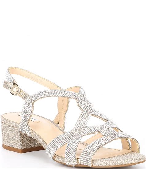 Alex Marie Crennan Rhinestone Strappy Block Heel Dress Sandals | Dillard's