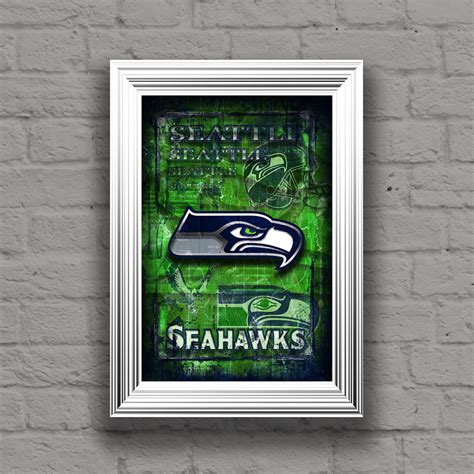 Seattle Seahawks Sports Poster, Seattle Seahawks Artwork, SEAHAWKS in – McQDesign