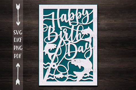 Happy Birthday card papercut svg laser cut cricut template (857175 ...