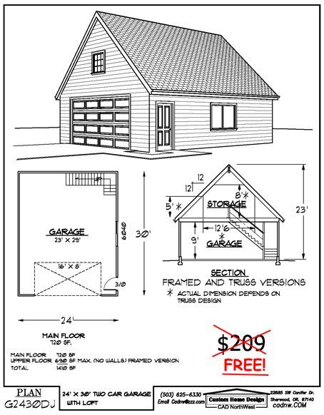 free garage plan | Garage shop plans, Diy garage plans, Garage plans with loft