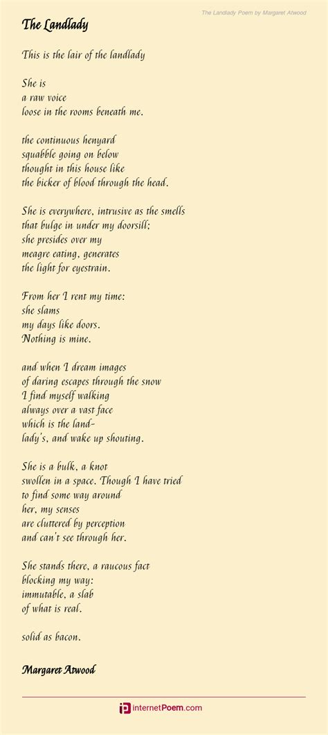 The Landlady Poem by Margaret Atwood