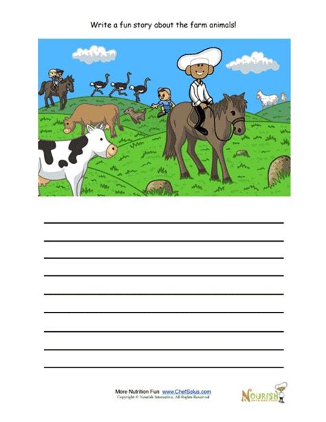 Creative writing activity for elementary school children - Riding horses at the farm