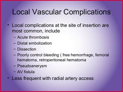 Cardiac cath complications