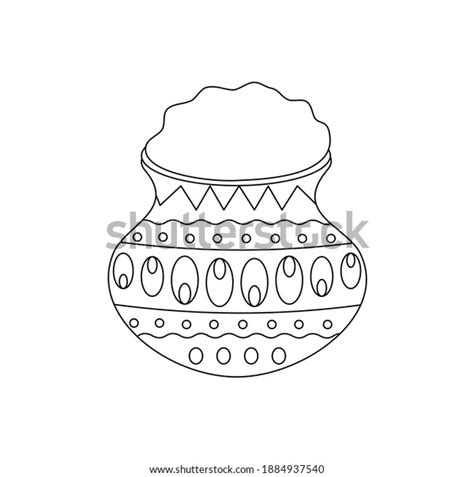 Illustration Pongal Pot Outline Vector Festival: เวกเตอร์สต็อก (ปลอดค่าลิขสิทธิ์) 1884937540 ...