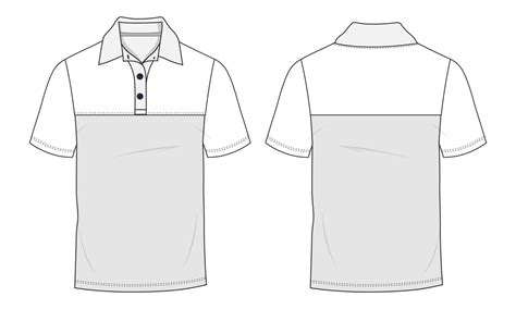 Polo shirt Vector Illustration Template Front and back views. Apparel polo t shirt Mock up Cad ...