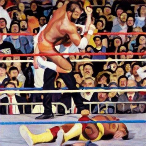 Macho Man drops a Savage elbow on Hulk Hogan at Wrestlemania V ...