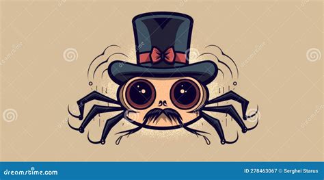 A Cartoon Spider with a Top Hat and Mustache. Generative AI Image. Stock Illustration ...