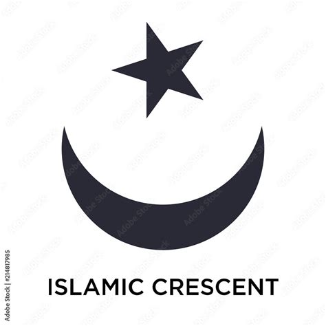 Islamic crescent with small star icon vector sign and symbol isolated on white background ...