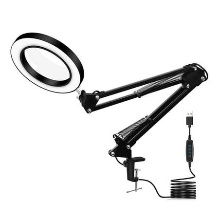 Magnifying Glass With Light And Stand 3 Color Modes Smooth Dimming Adjustable Swivel Arm LED ...