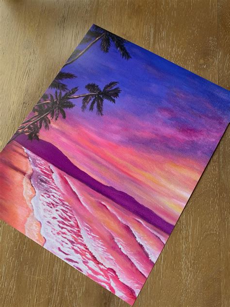 Hawaiian Sunset Print Sunset Painting Ocean Painting - Etsy