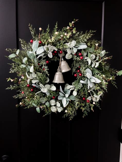 Christmas Wreaths for Front Doors, Red Berry Wreath With Lambs Ear ...