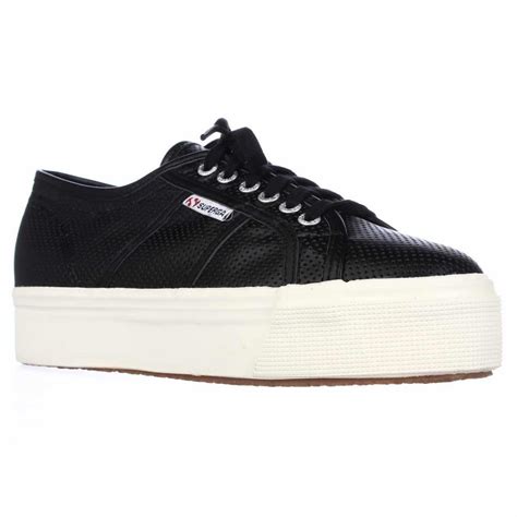 Superga - Superga 2790 Perfleaw Women Leather Black Fashion Sneakers - Walmart.com - Walmart.com