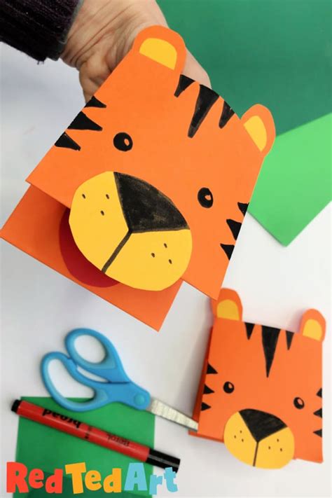 Easy Paper Tiger Puppet for Kids - Red Ted Art - Easy Crafts