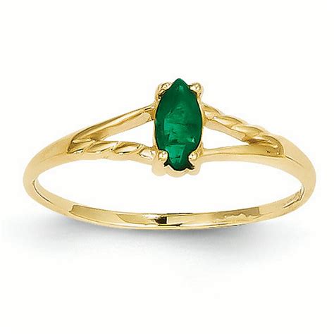 Ring Birthstone - 14K Gold 6 MM Emerald May Birthstone Marquise Ring, Size 7 - Walmart.com ...