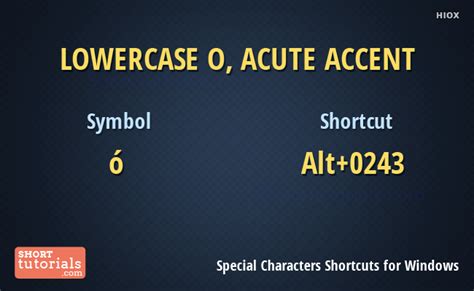 Keyboard Shortcut for Lowercase O With Acute Accent in Windows