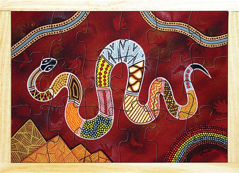 Aboriginal Art Style Puzzle - The Rainbow Serpent 18pcs