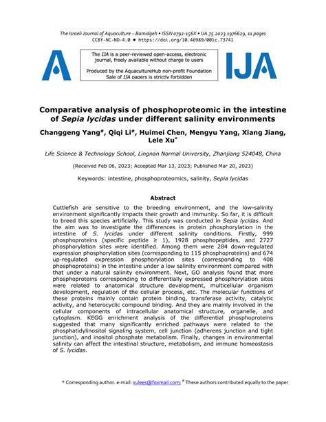 (PDF) Comparative analysis of phosphoproteomic in the intestine of ...