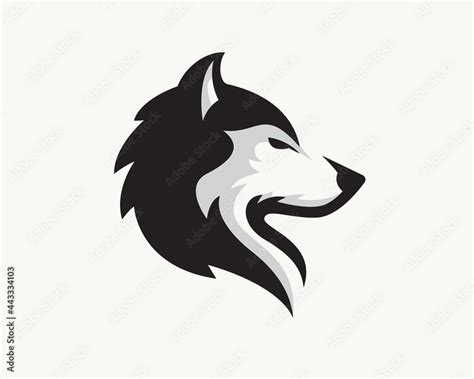 Vetor de elegant head wolf side view drawing art logo design ...