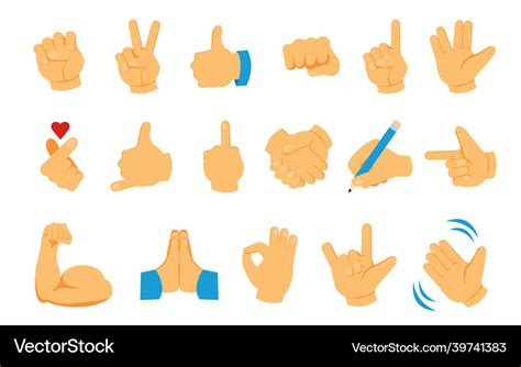 Hand emoji palm fist and fingers social emoticon Vector Image