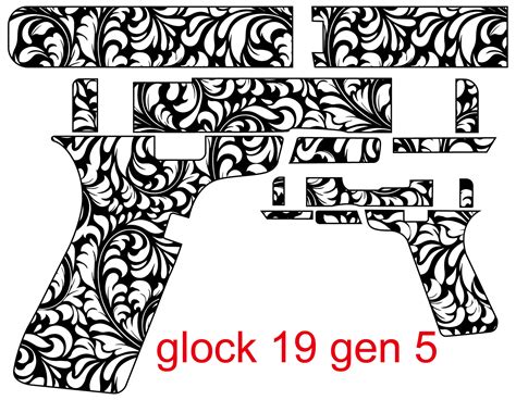 ArtStation - Glock 19 gen 5 Floral Patterns Vector engraving design vector svg file for laser ...