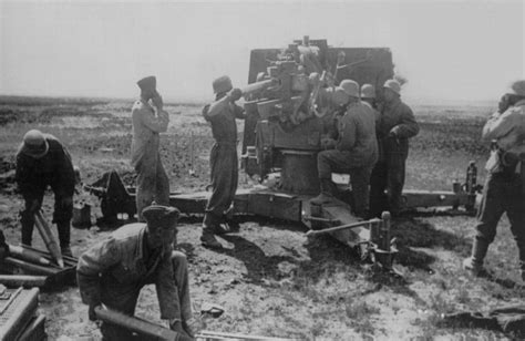 88mm Flak gun firing in the ground role on the outskirts of Stalingrad ...