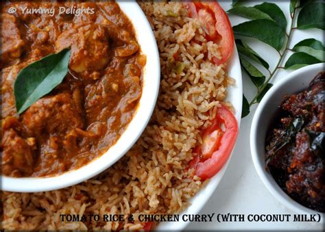 ♥ Yummy Delights !: Tomato Rice & Chicken Curry