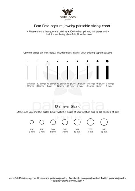 Septum Piercing Wire and Diameter Sizing Chart | patapatajewelry