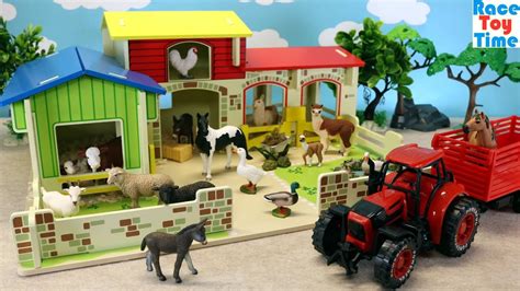 Toy Barn Playset plus Farm Animals Toys For Kids - YouTube