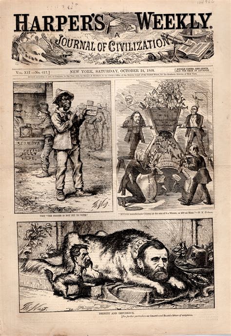 ENGRAVING: "3 Cartoons By Thomas Nast". engraving from Harper's Weekly ...