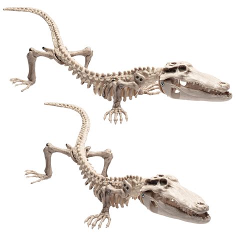 Crocodile Skeleton Halloween Decoration (2 Pack) 20" Long-Weather Resistant for Indoor/Outdoor ...