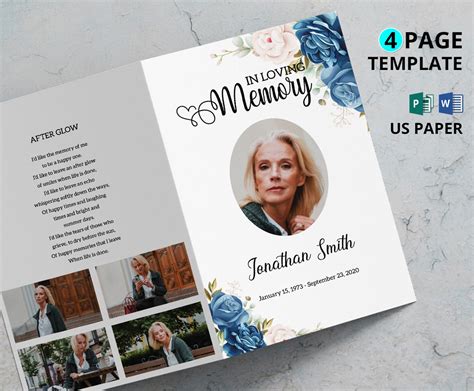 Floral Funeral Program Template Ms Word & Ms Publisher - Etsy