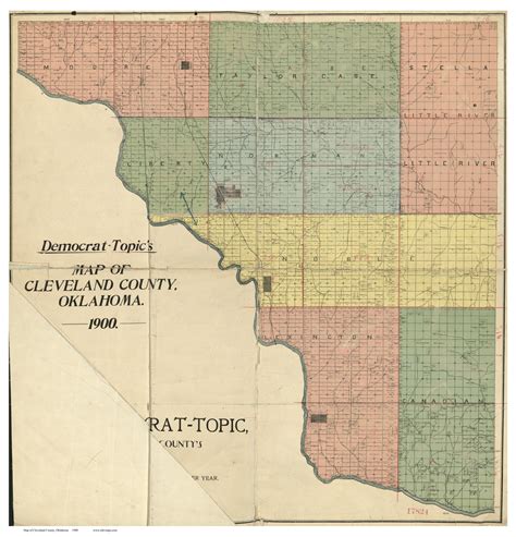 Cleveland County Oklahoma 1900 - Old Map Reprint - OLD MAPS