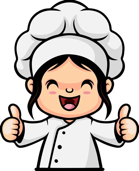 Cute chef girl cartoon giving thumbs up 18830957 Vector Art at Vecteezy