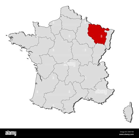 Political map of France with the several regions where Lorraine is ...